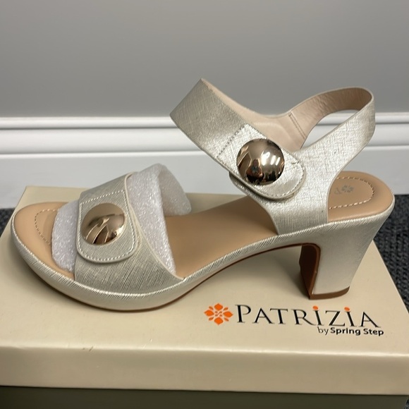 Patrizia Dade dress sandals heels NWT/ box Bone Gold Neutral Wedding Open Toe - Picture 2 of 7